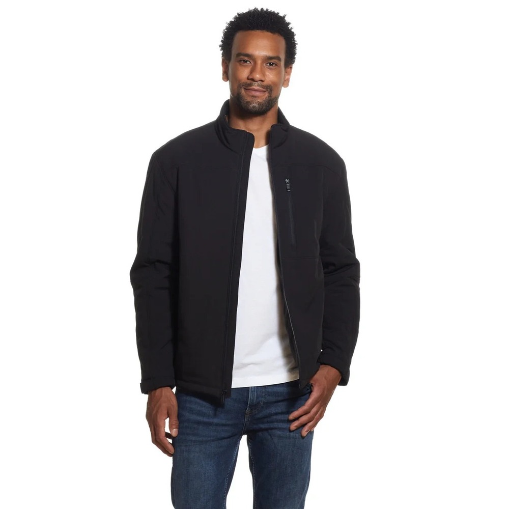 Weatherproof Black Sherpa Lined Softshell Full Zip Jacket 2XLT Tall Stretch Tech
